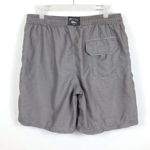 SPICY TUNA Aqua & Brown Striped Men's Swim Trunks Men's L - Picture 3 of 5